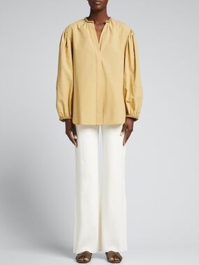 Vince Tan Cotton Blouse Size 1X NWTS